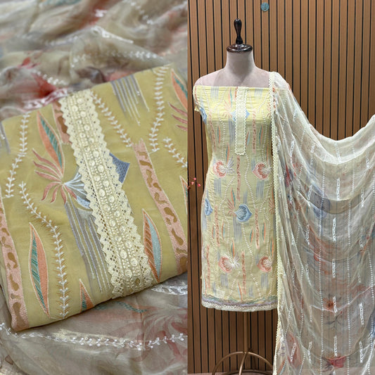 Discover elegance redefined with our unstitched Georgette suit