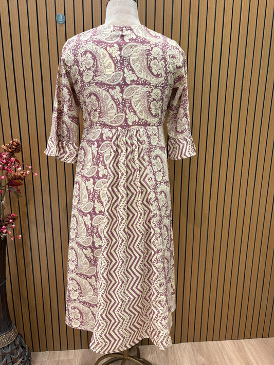 Stylish and comfortable with this beautiful maroon and beige cotton Anarkali suit