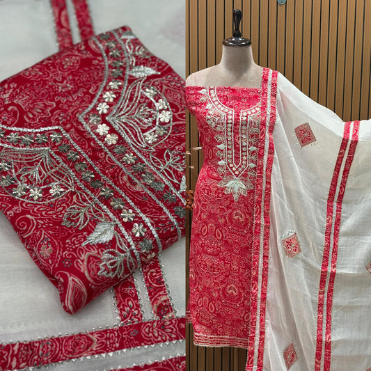 Unveil timeless elegance with our unstitched suit set