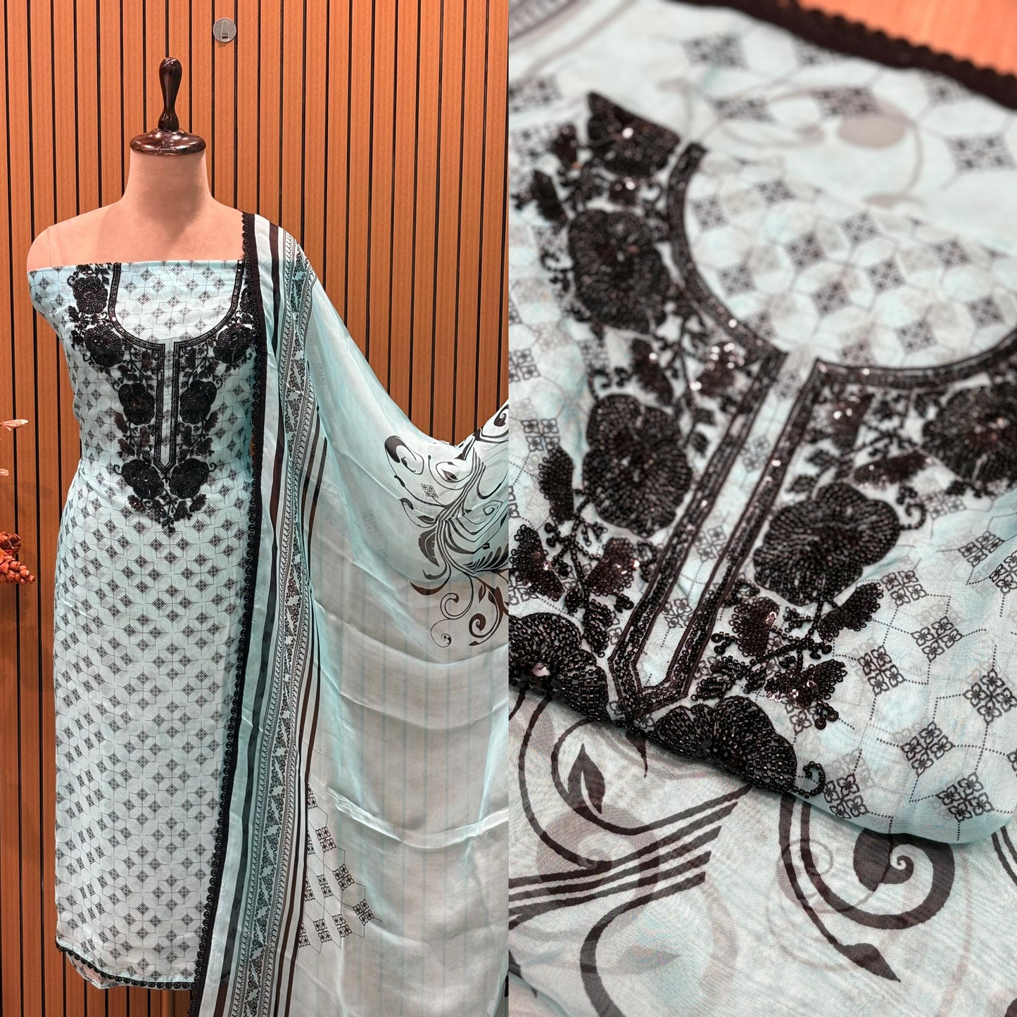 Make a bold yet elegant statement with our unstitched suit set