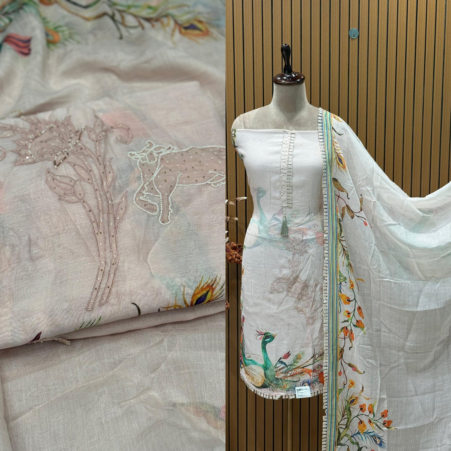 Experience timeless grace with our unstitched mul cotton suit set,