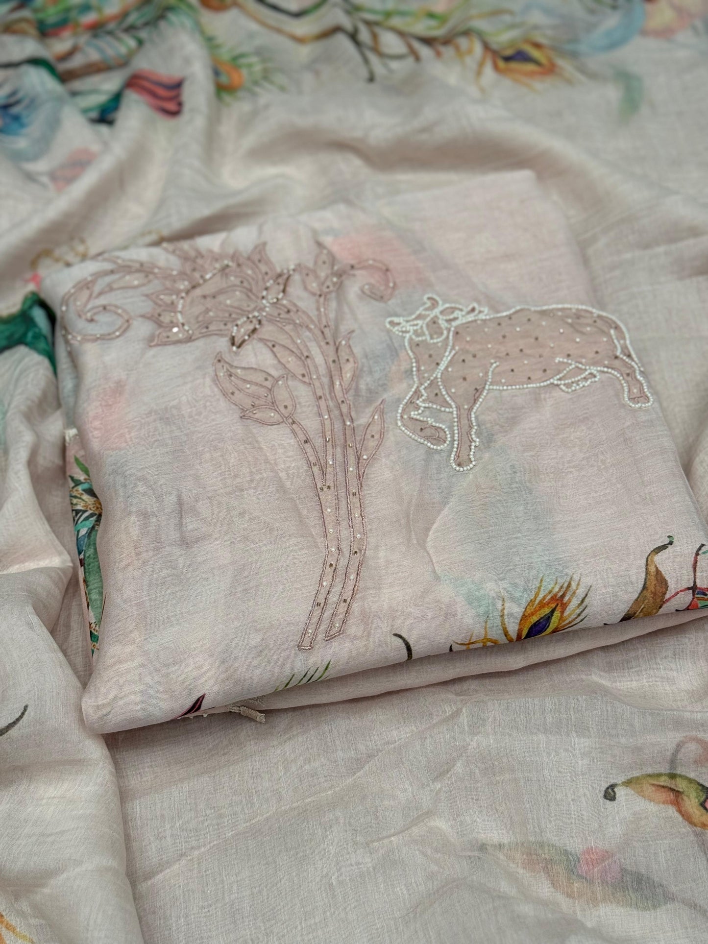 Experience timeless grace with our unstitched mul cotton suit set,