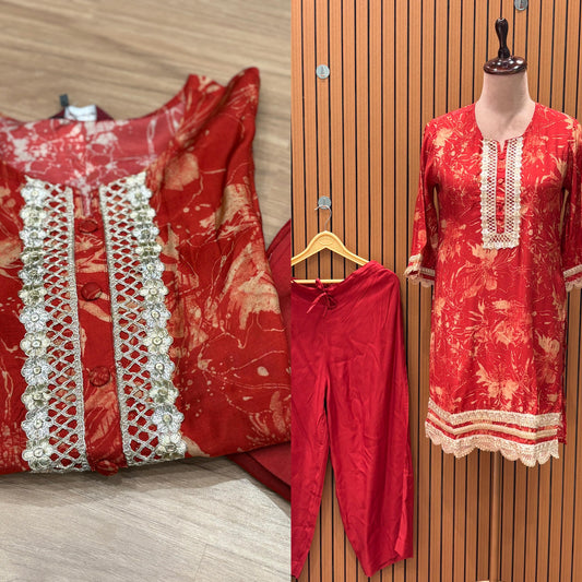 Make a bold style statement with this vibrant red cord-set