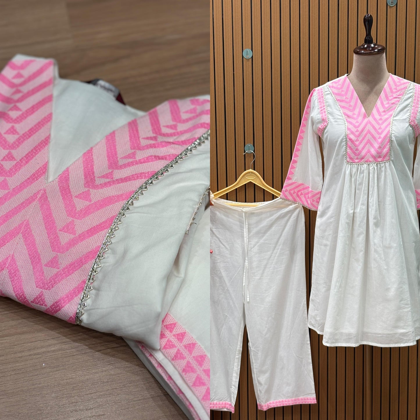 Elevate your summer style with this elegant white cotton cord-set