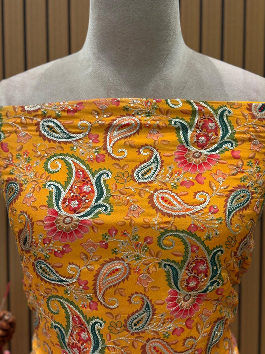 Bring home sheer elegance with this stunning unstitched suit set