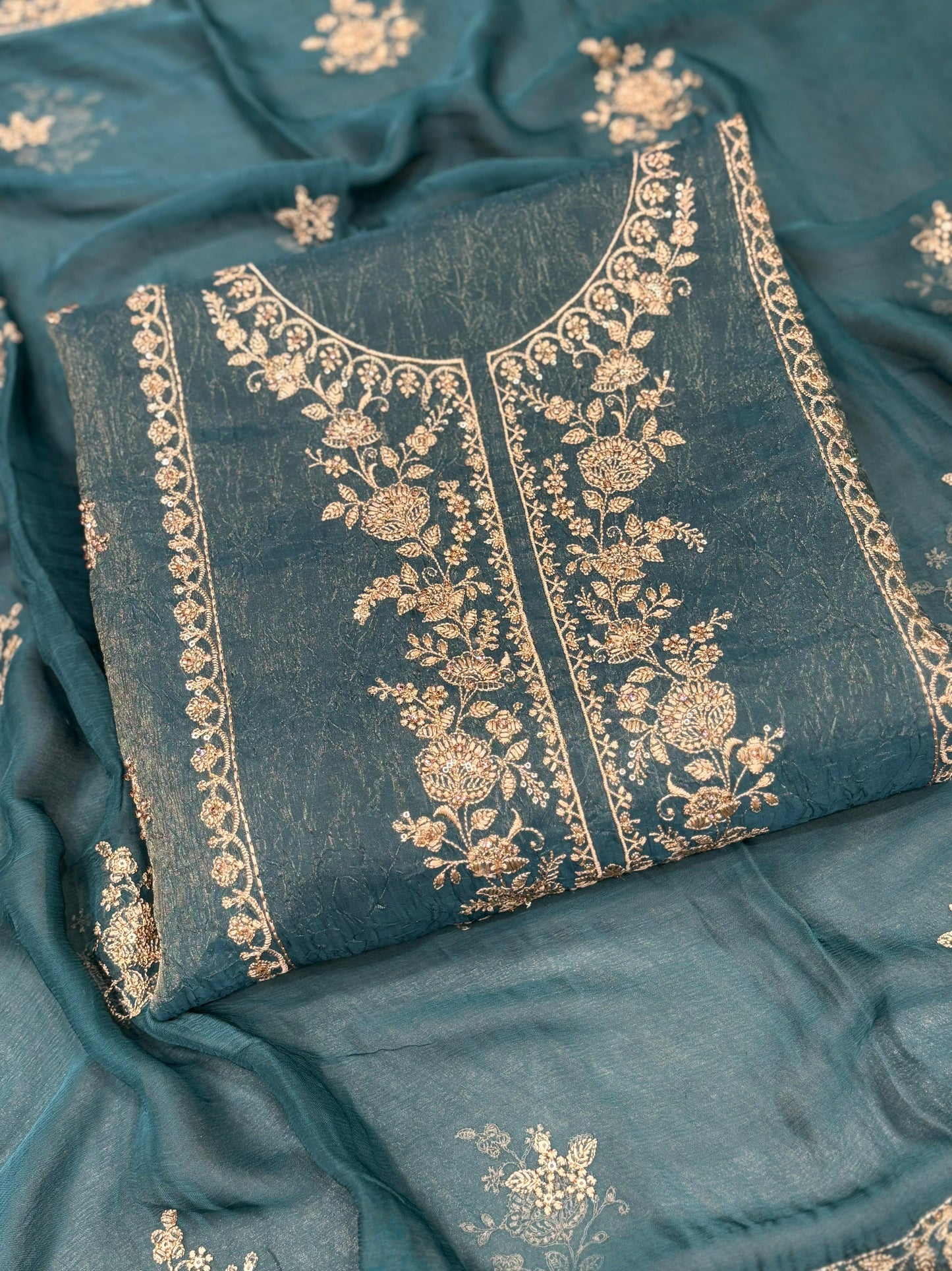 Elevate your ethnic charm with our luxurious unstitched suit set