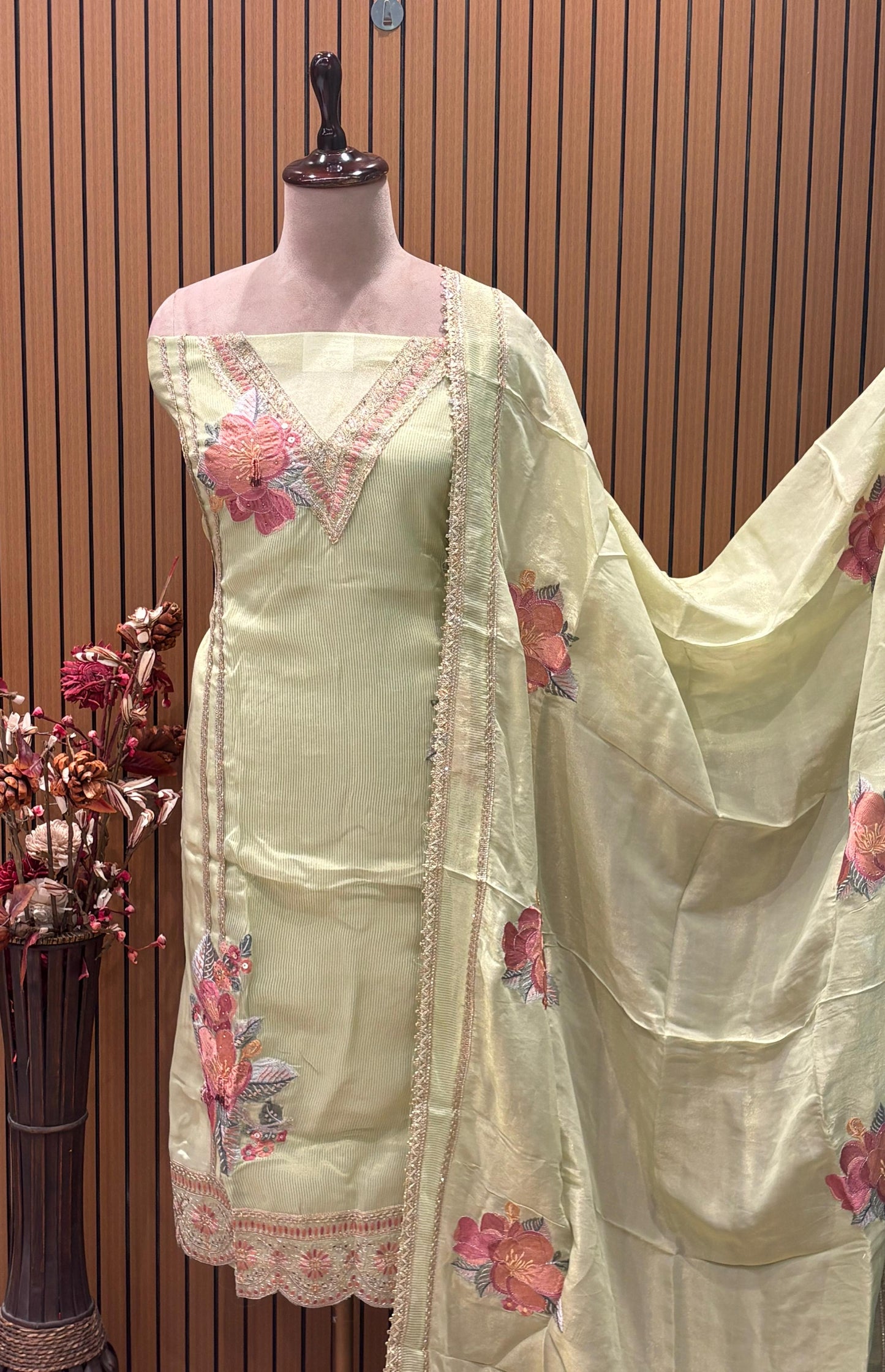 Grace meets glamour in our exquisite unstitched suit set