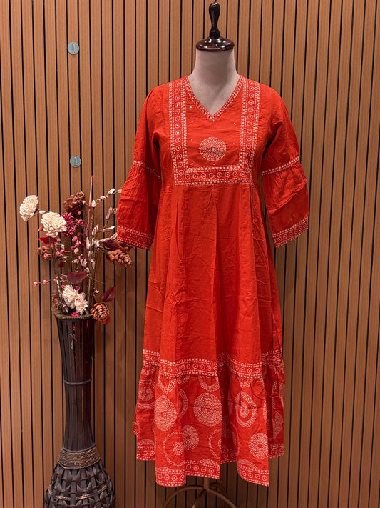 Elegant Anarkali suit with thread-embroidered yoke