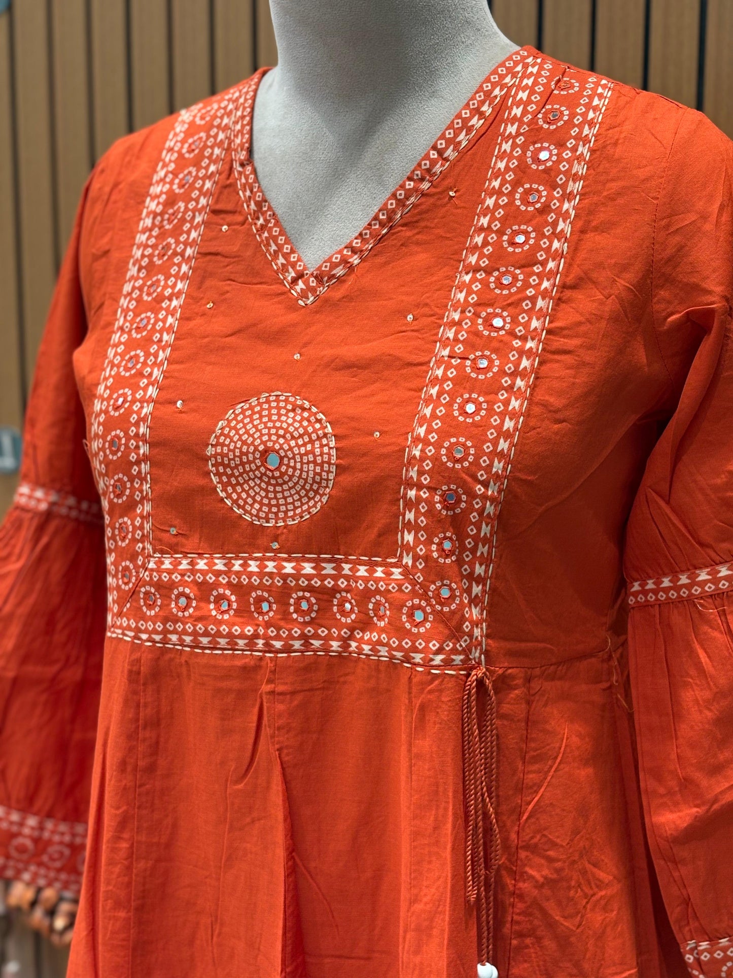 Elegant Anarkali suit with thread-embroidered yoke