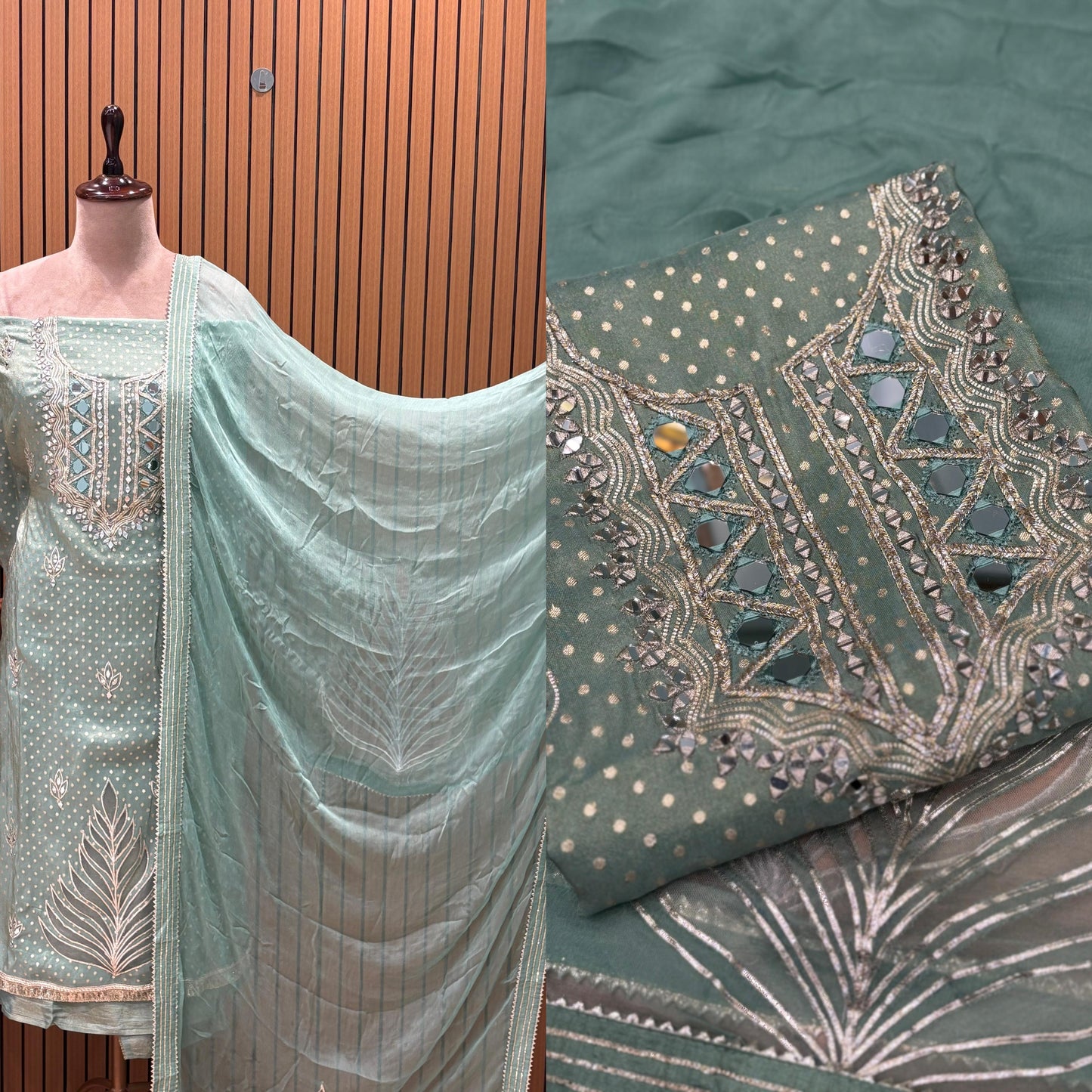 Elevate your festive wardrobe with this exquisite ensemble crafted