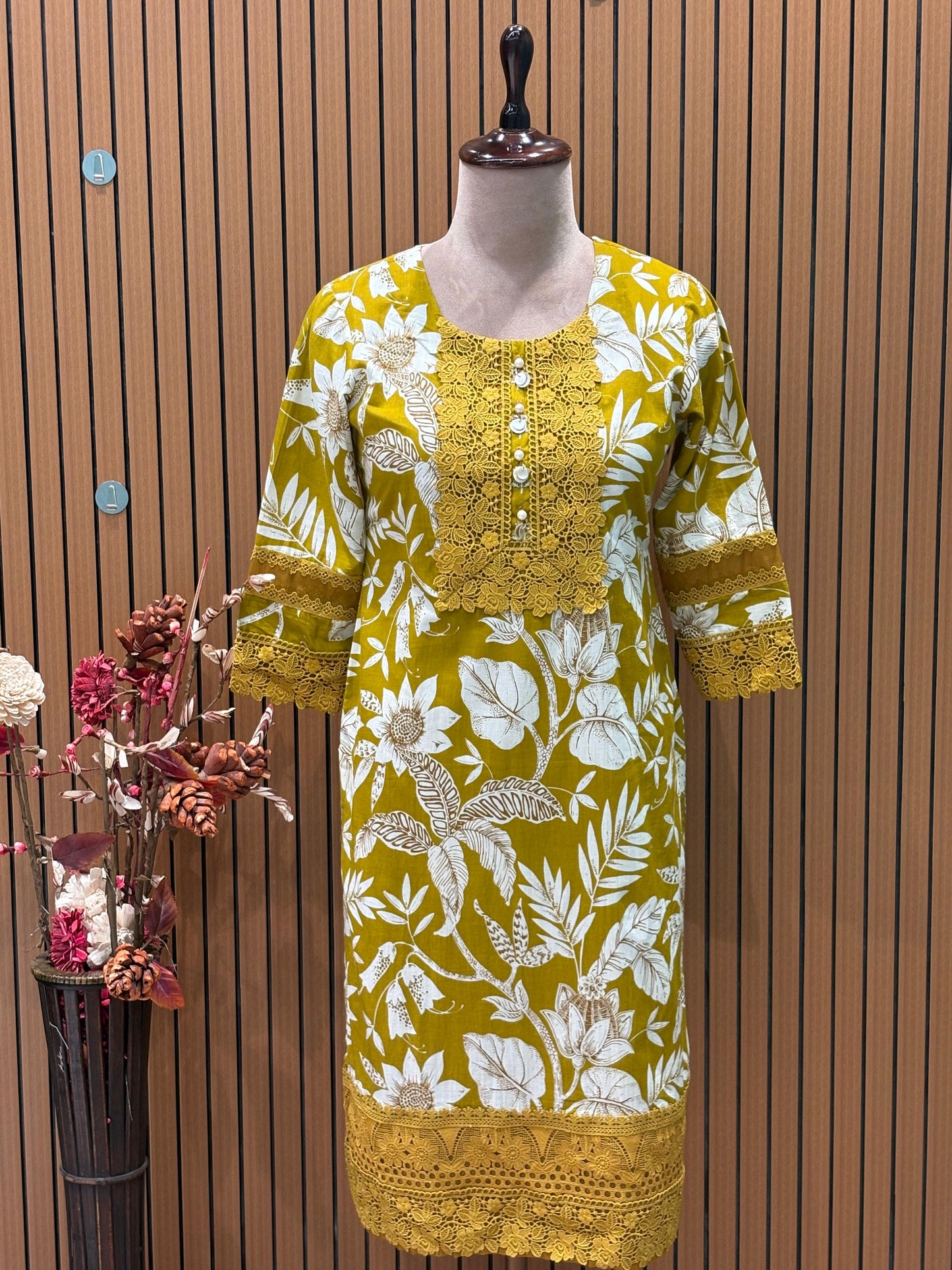 Embrace festive charm with this mustard floral print suit