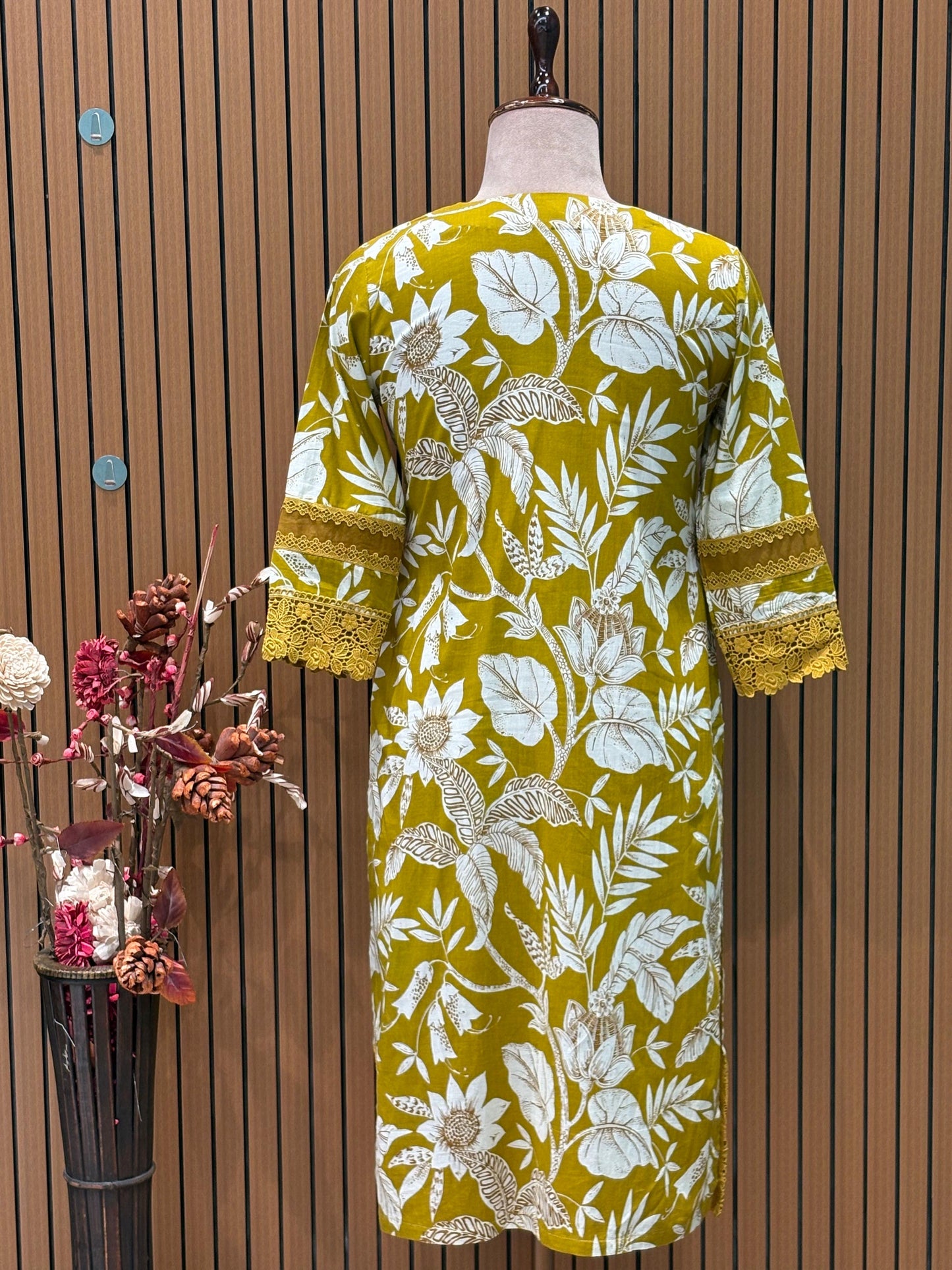Embrace festive charm with this mustard floral print suit