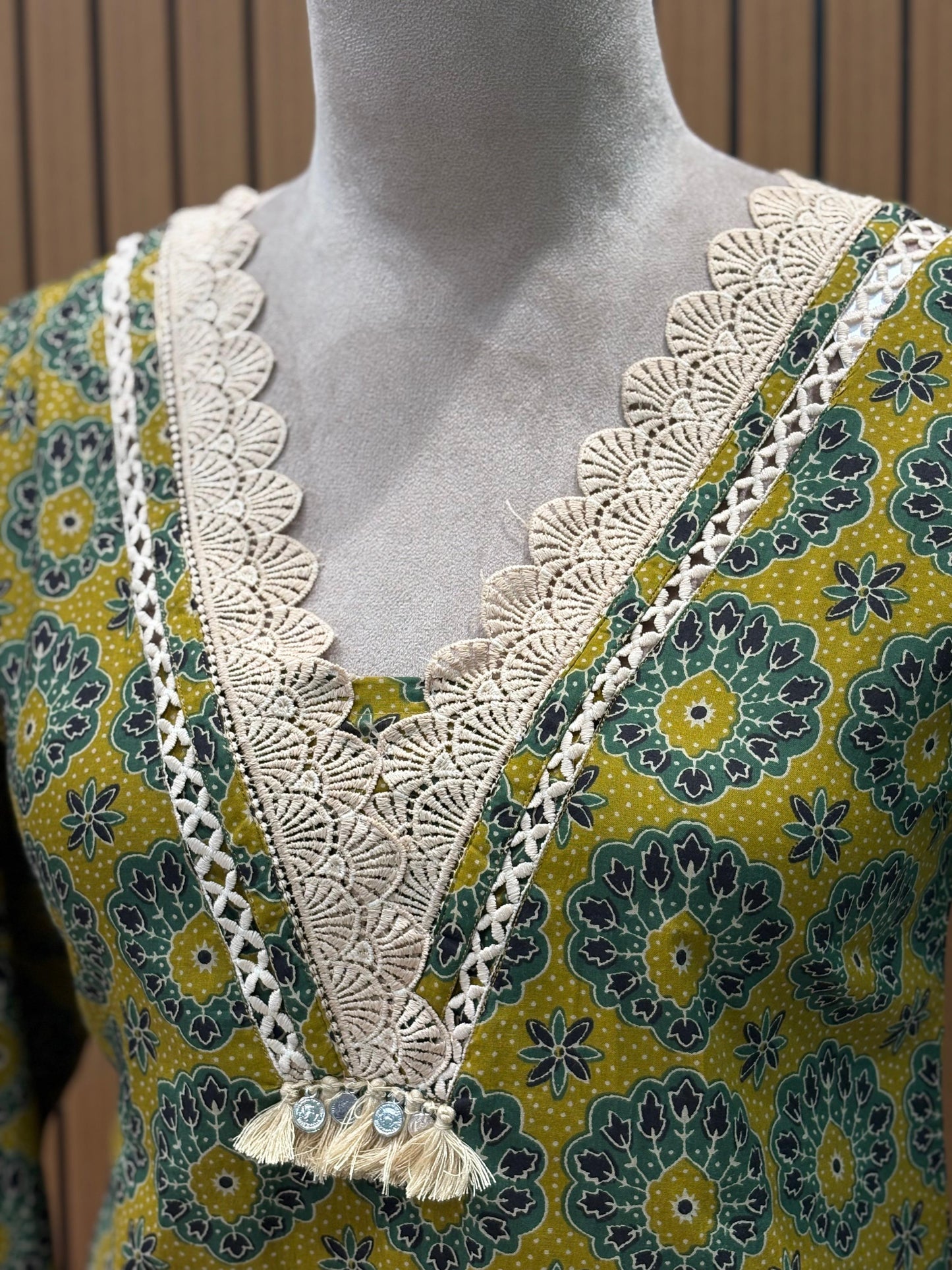 Radiate festive vibes in this mustard cotton suit
