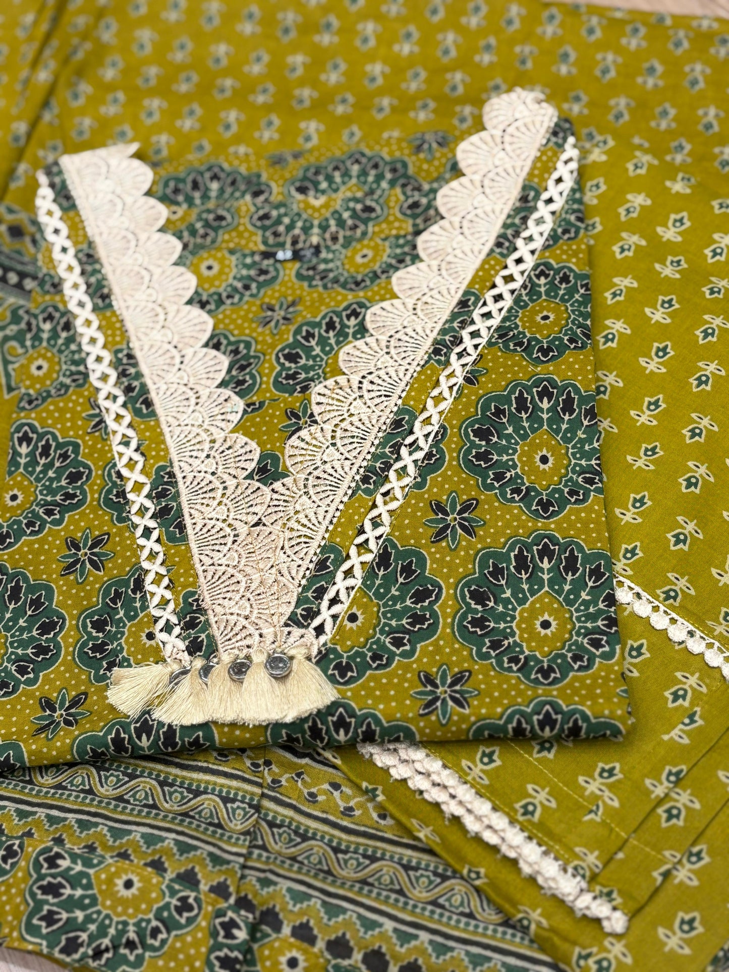 Radiate festive vibes in this mustard cotton suit