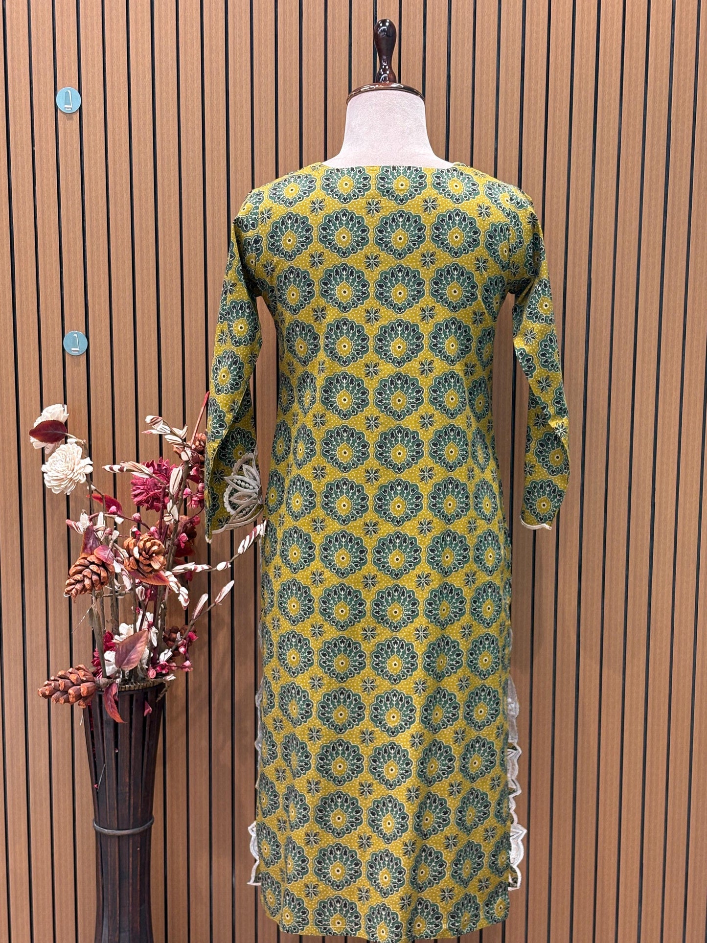 Radiate festive vibes in this mustard cotton suit