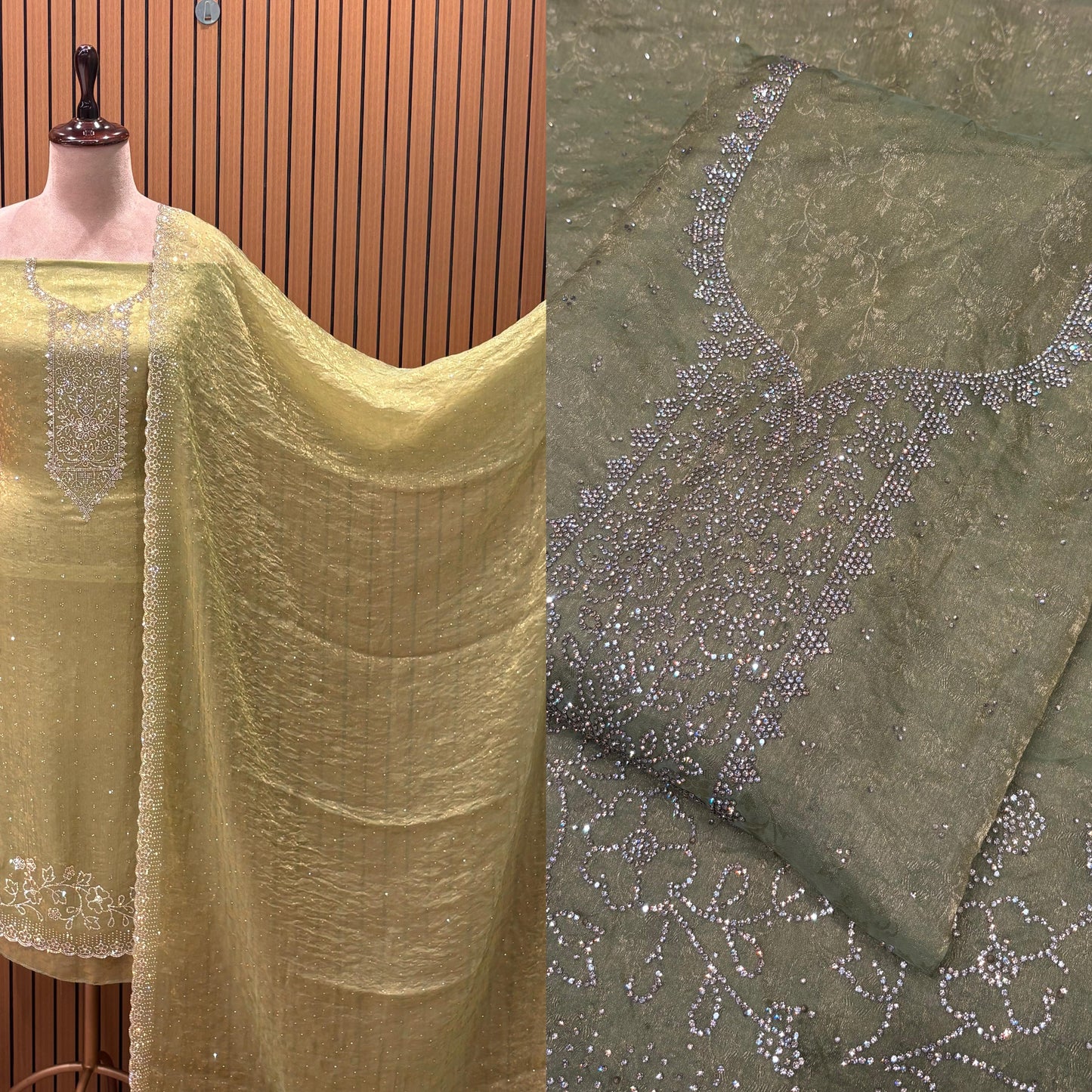 Unveil festive elegance with this stunning unstitched suit