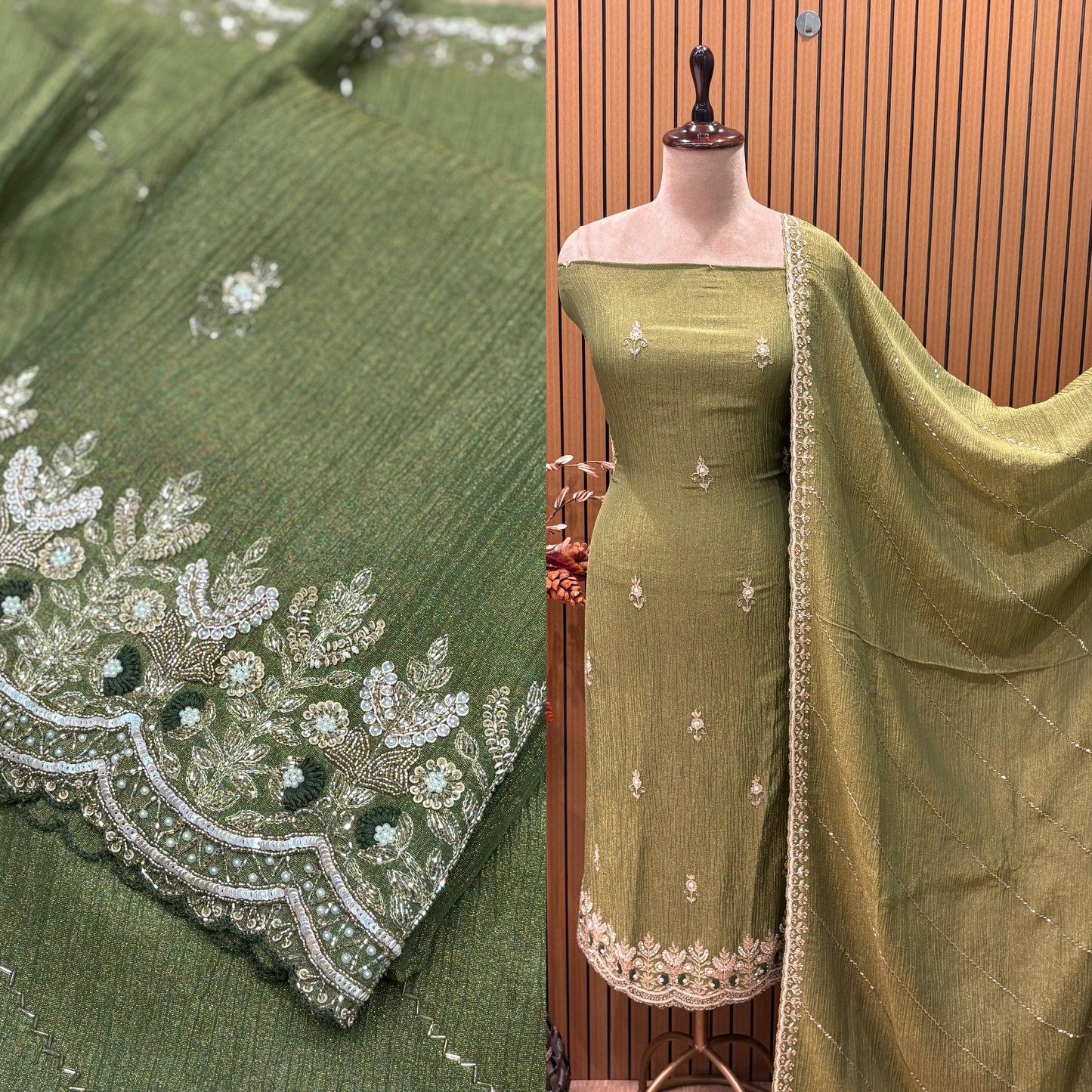 Elevate your festive style with our premium unstitched suit set