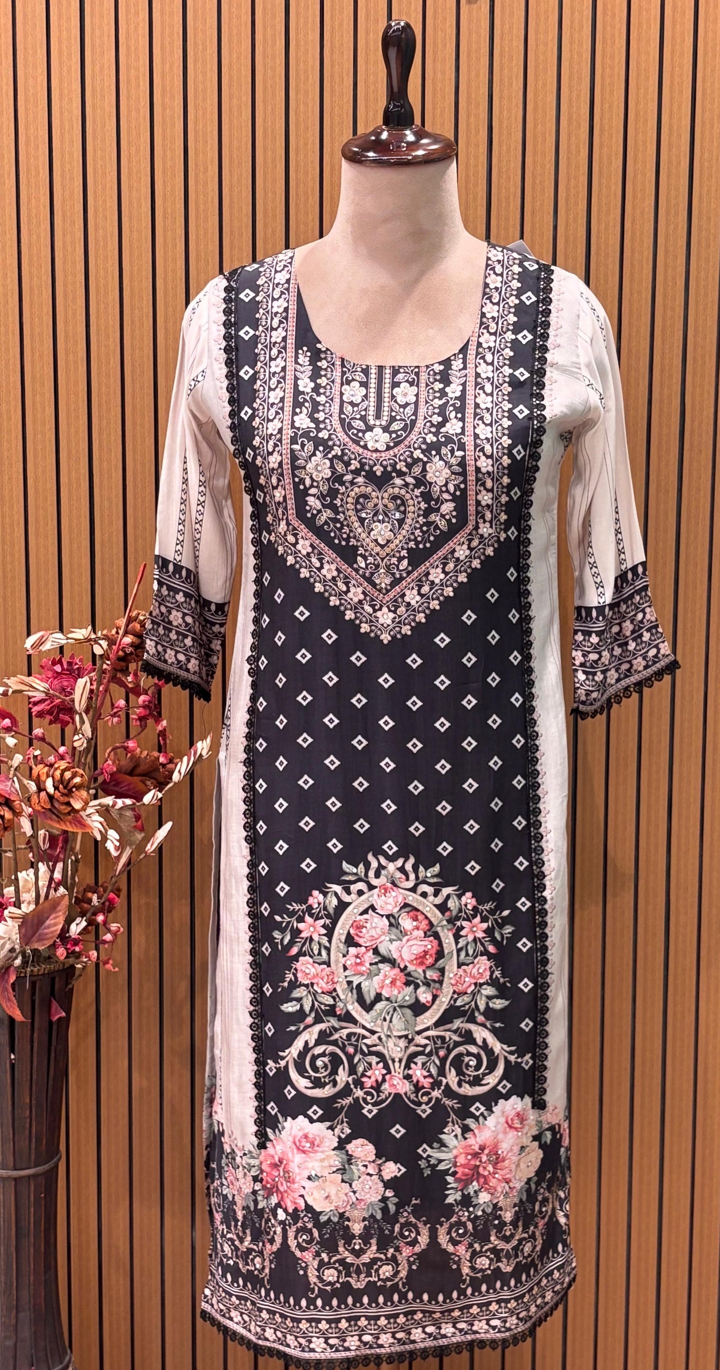 Step into elegance with our muslin cotton kurti set