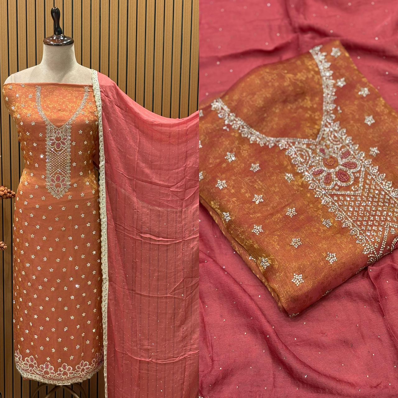 Unveil elegance with our premium unstitched suit set