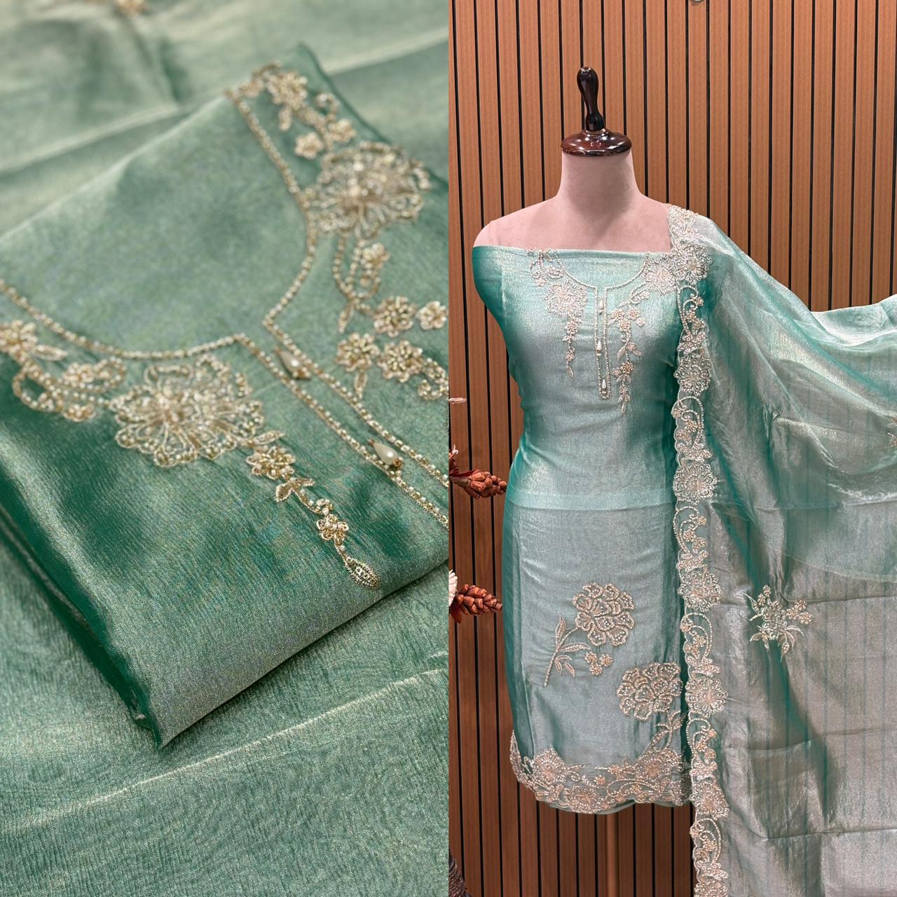 Elevate your ethnic charm with this stunning unstitched suit set