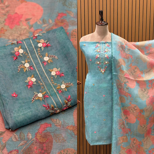 Discover timeless elegance with this unstitched suit set