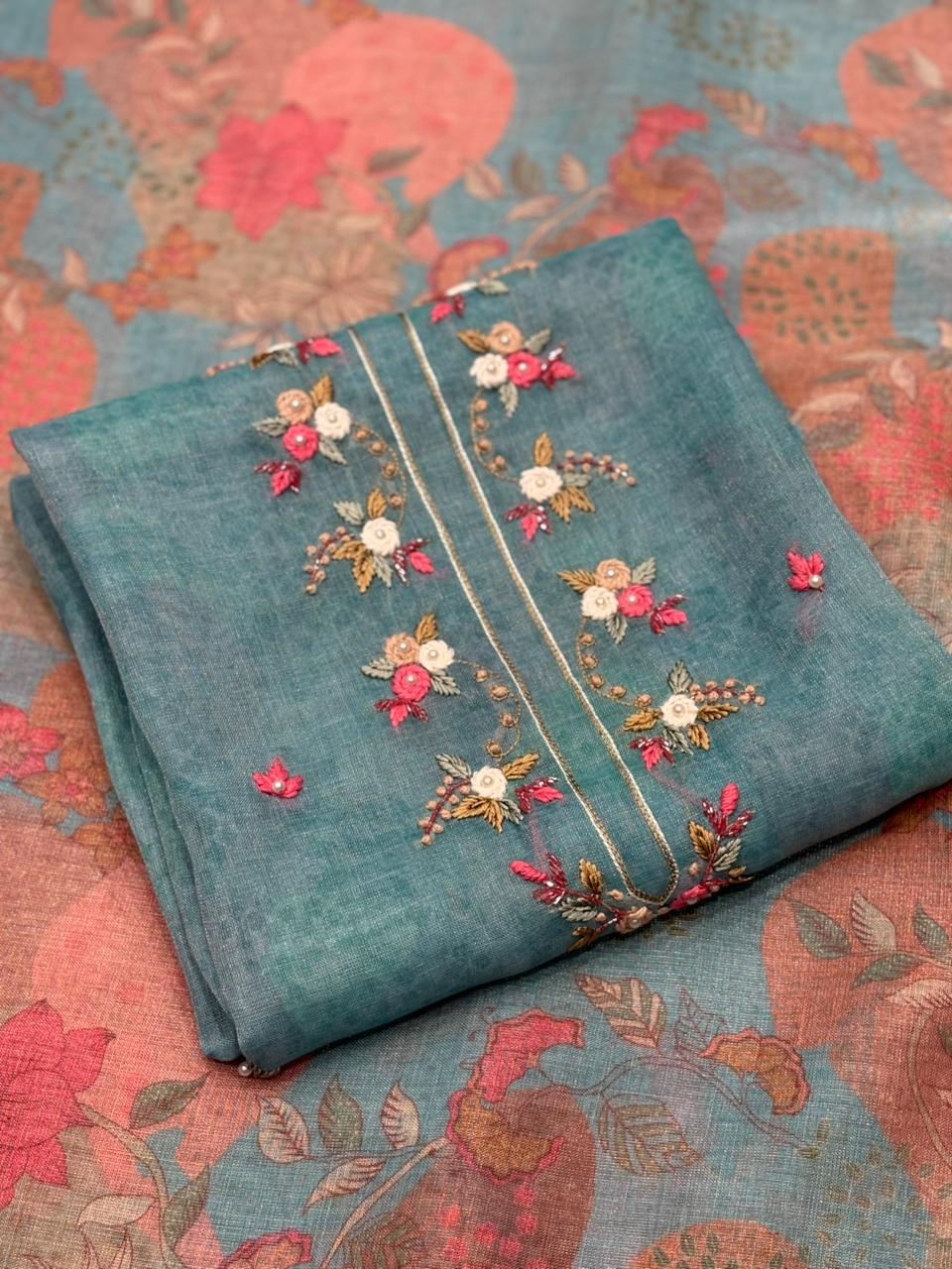 Discover timeless elegance with this unstitched suit set
