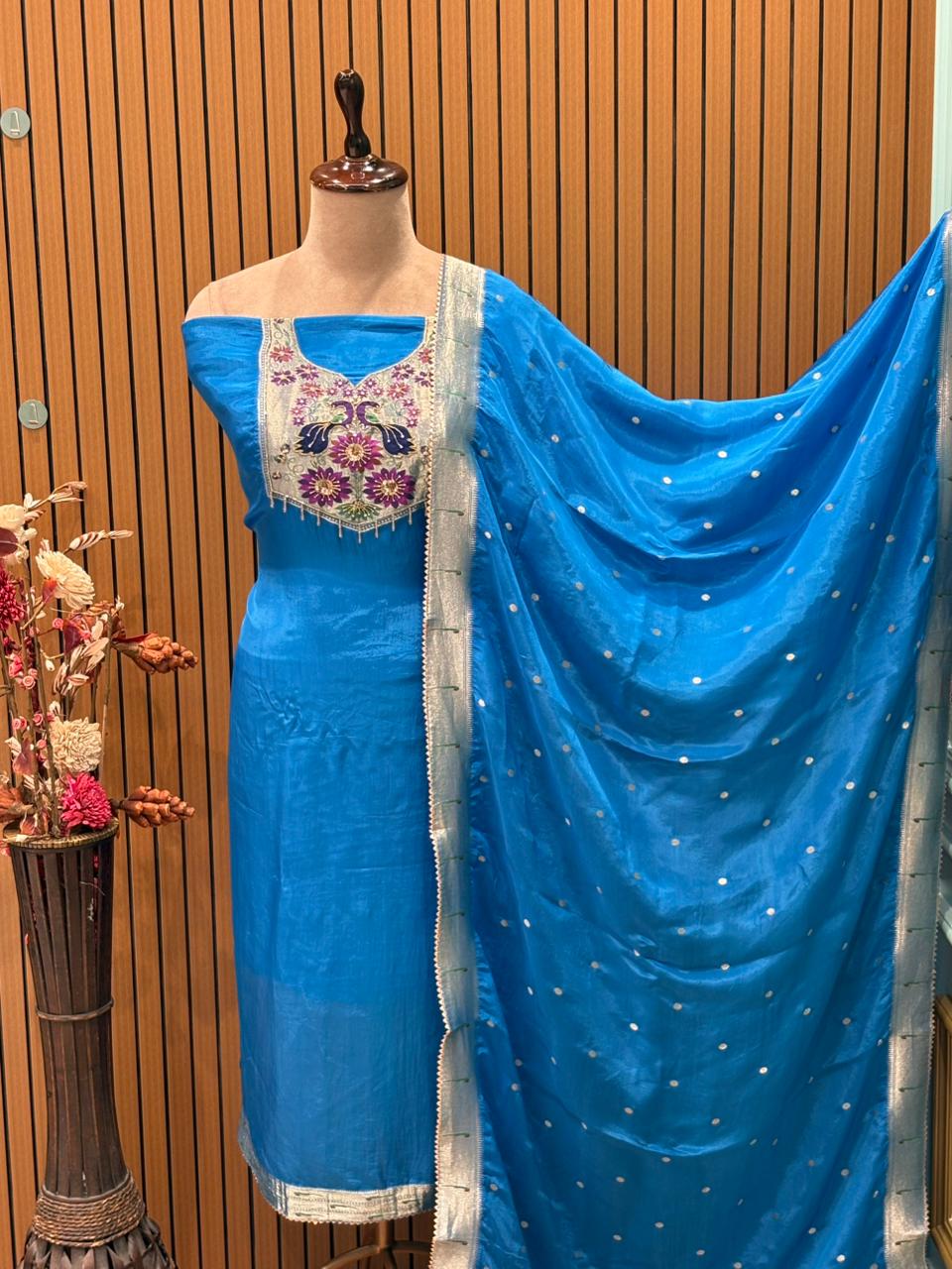 Grace your wardrobe with this luxurious unstitched suit set