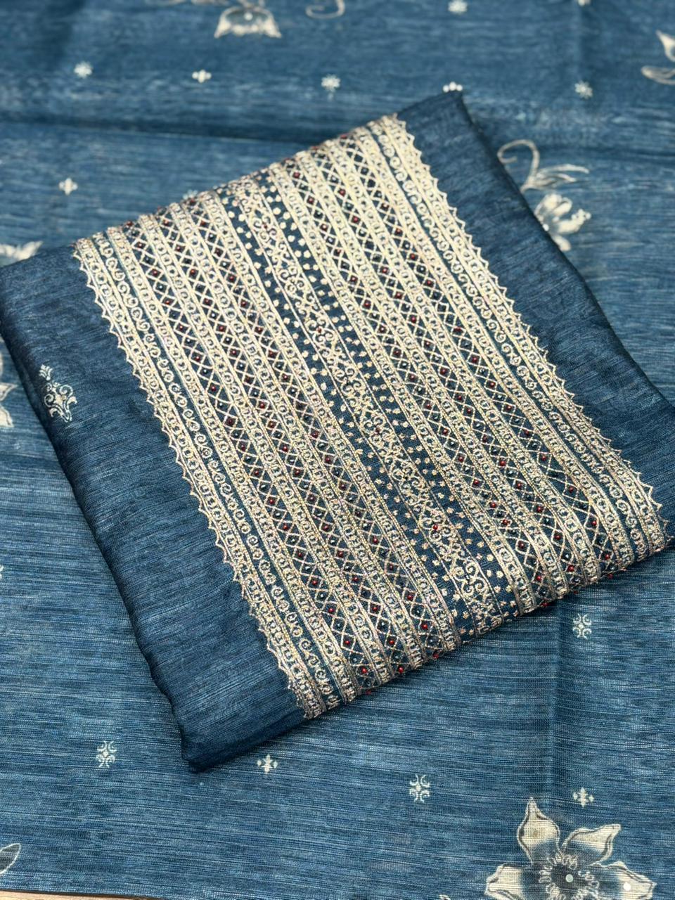 Step into elegance with our premium unstitched suit set