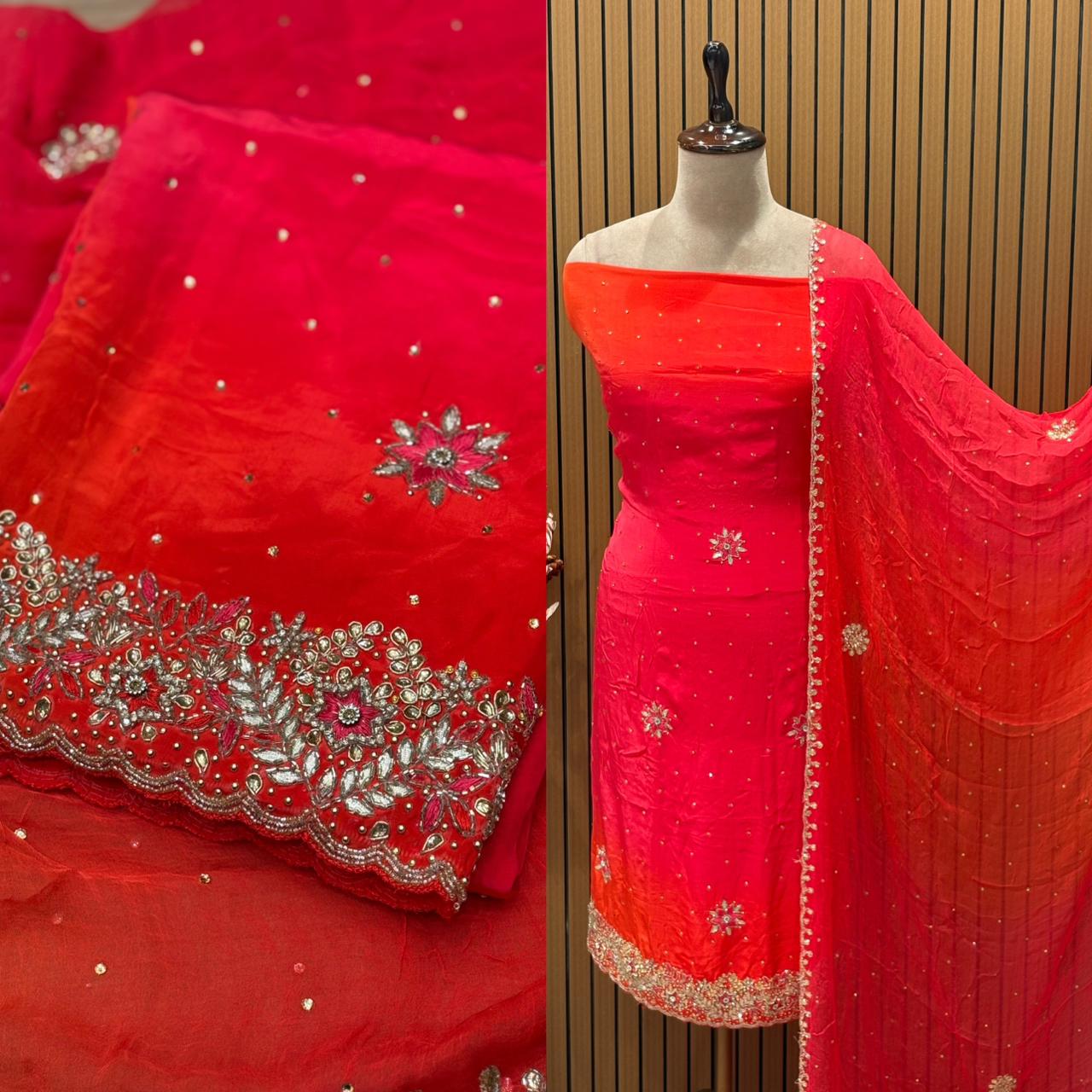 Add a touch of royalty to your wardrobe with our luxurious unstitched suit