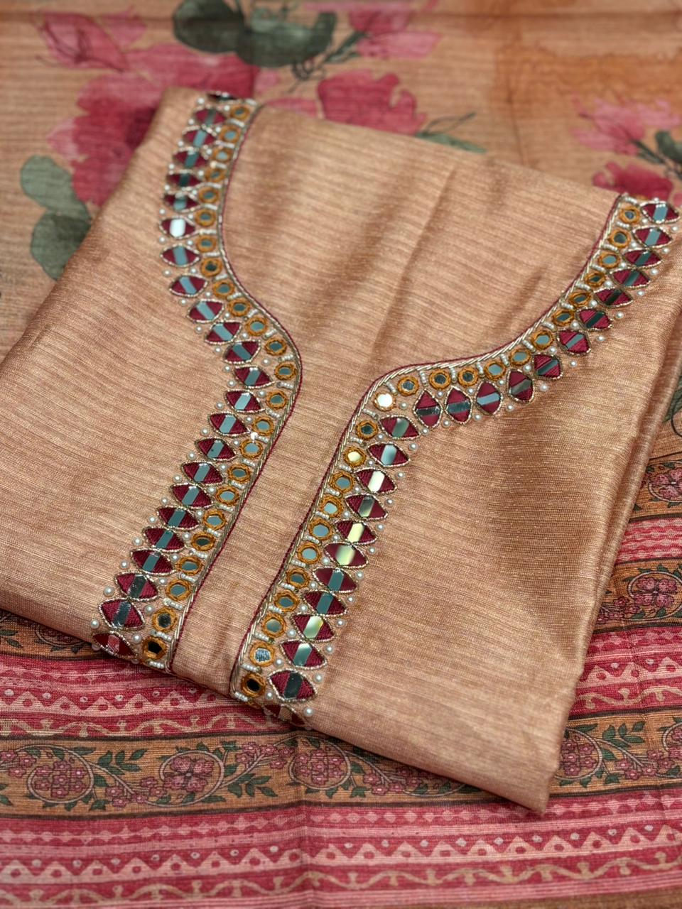 Grace your festive look with this elegant unstitched suit