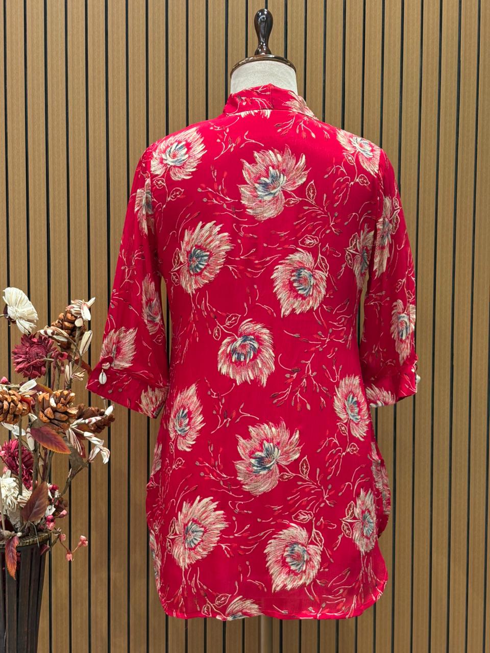 Floral co-ord sets in firozi blue and vibrant maroon red bring a fresh
