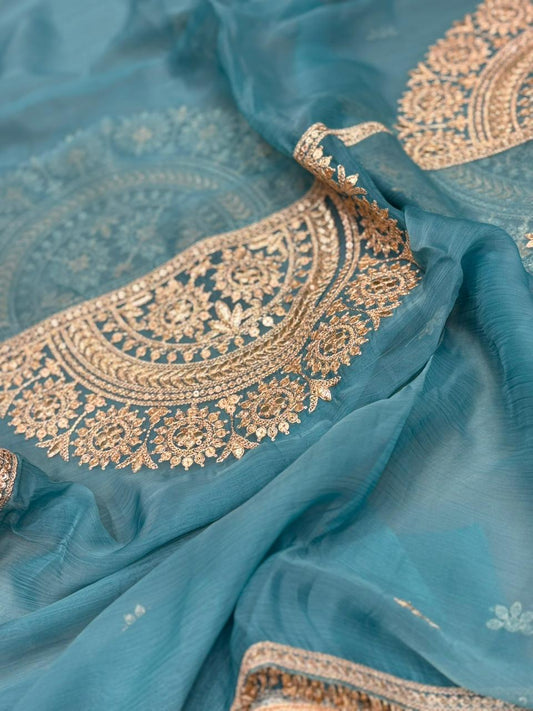 Elevate your ethnic charm with this elegant unstitched suit set