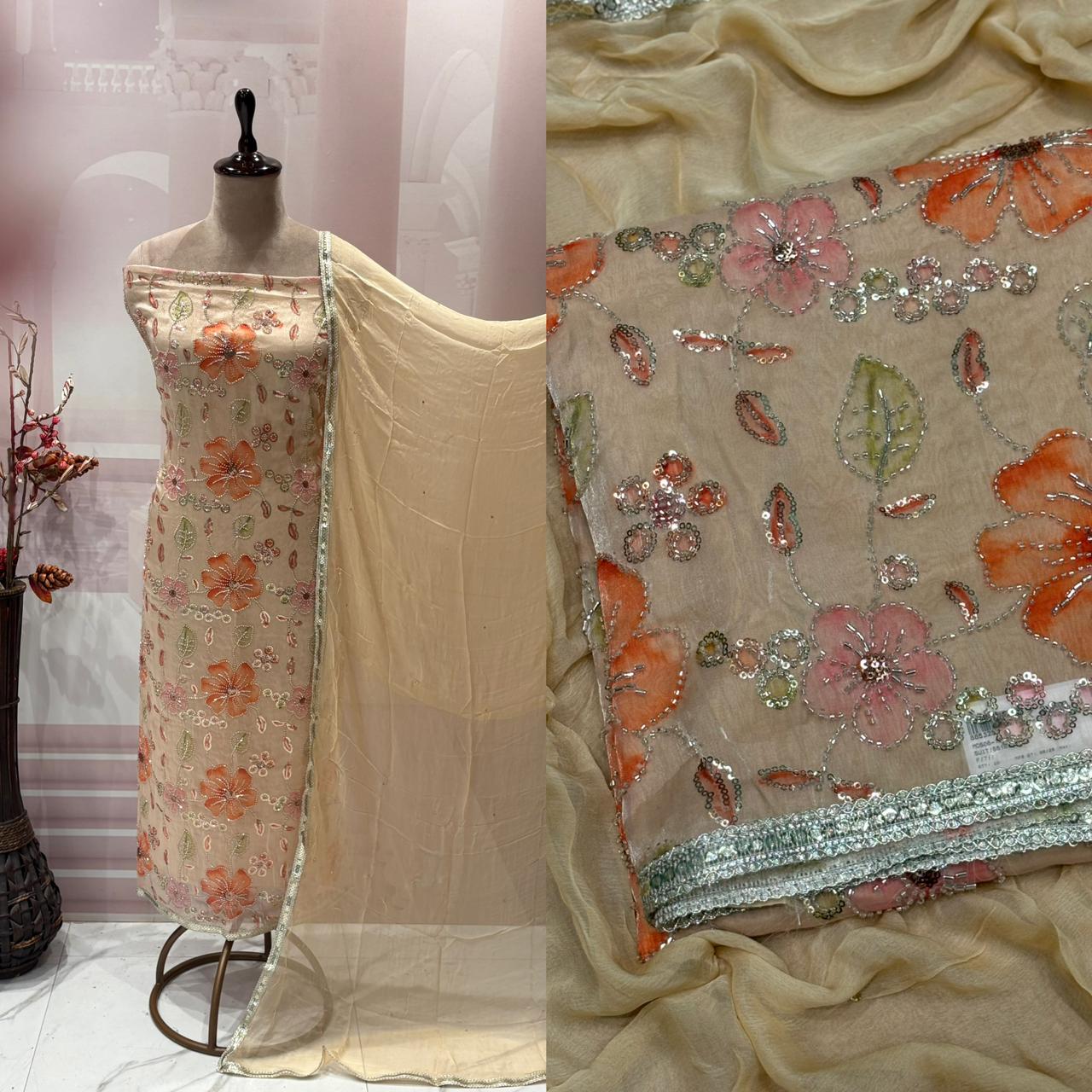 Step into timeless elegance with our unstitched suit set