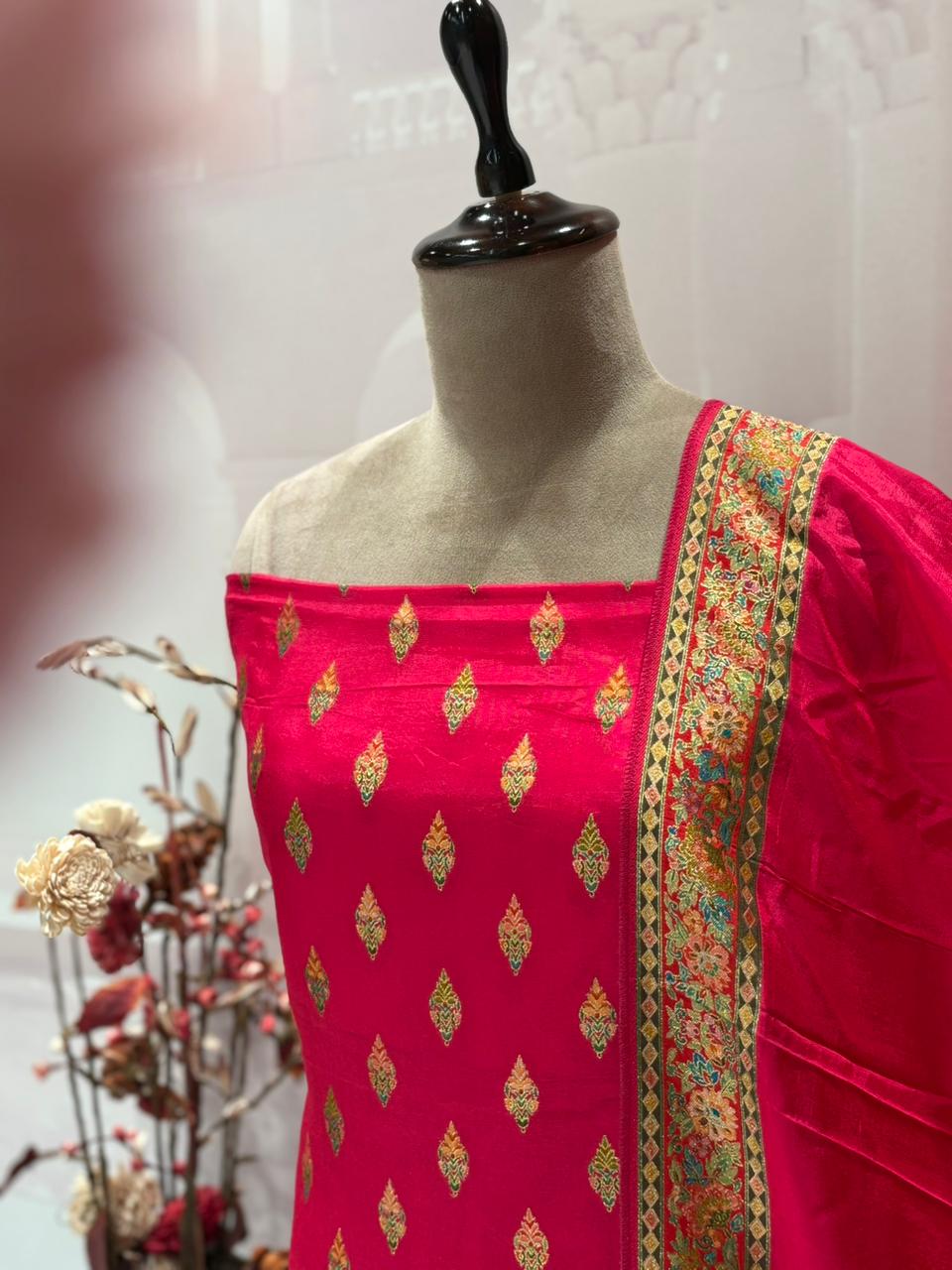 Grace your wardrobe with our luxurious unstitched suit set