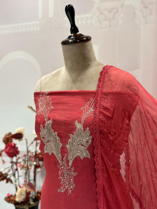 Elevate your ethnic elegance with our premium unstitched suit set.