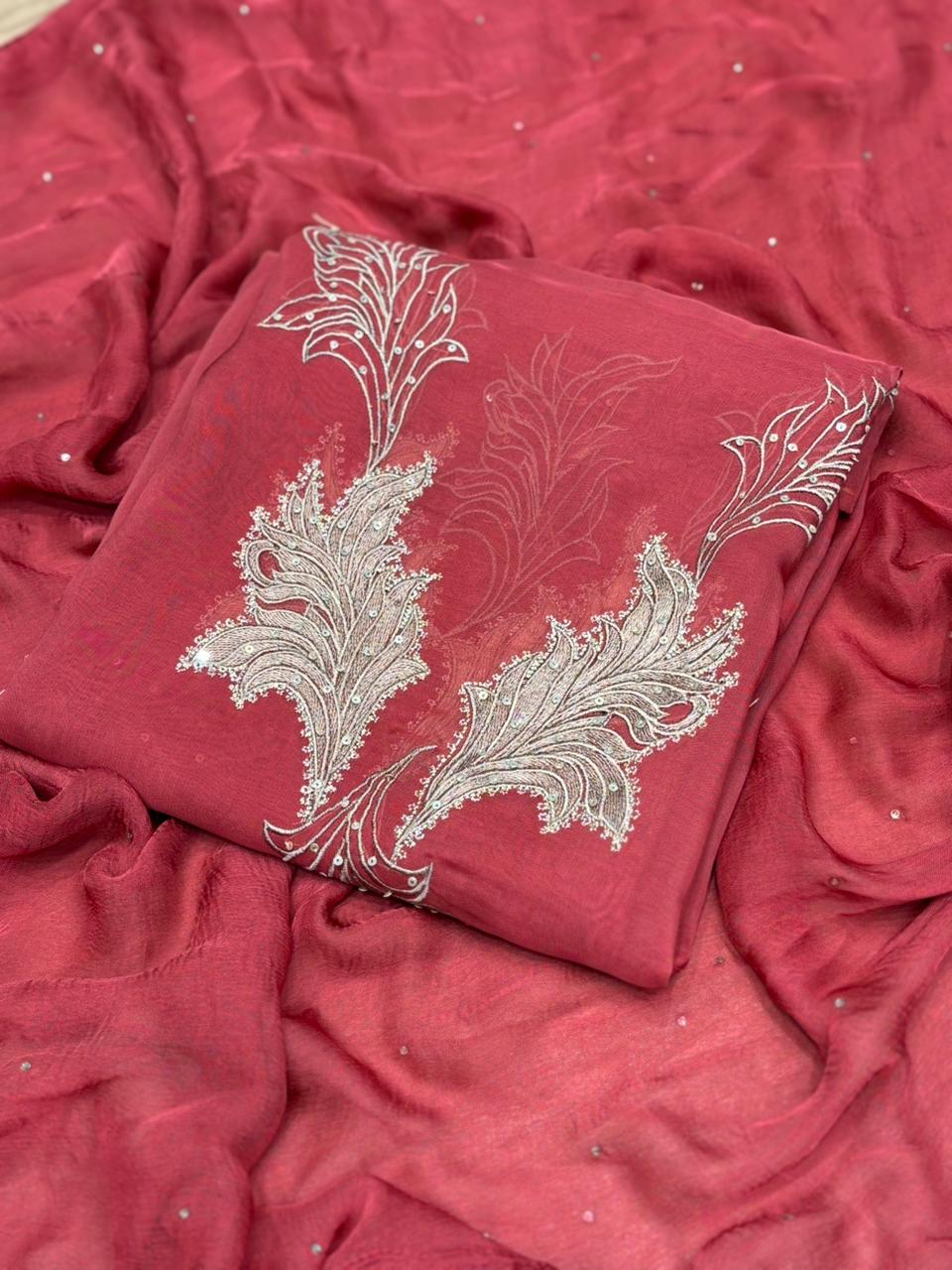 Elevate your ethnic elegance with our premium unstitched suit set.