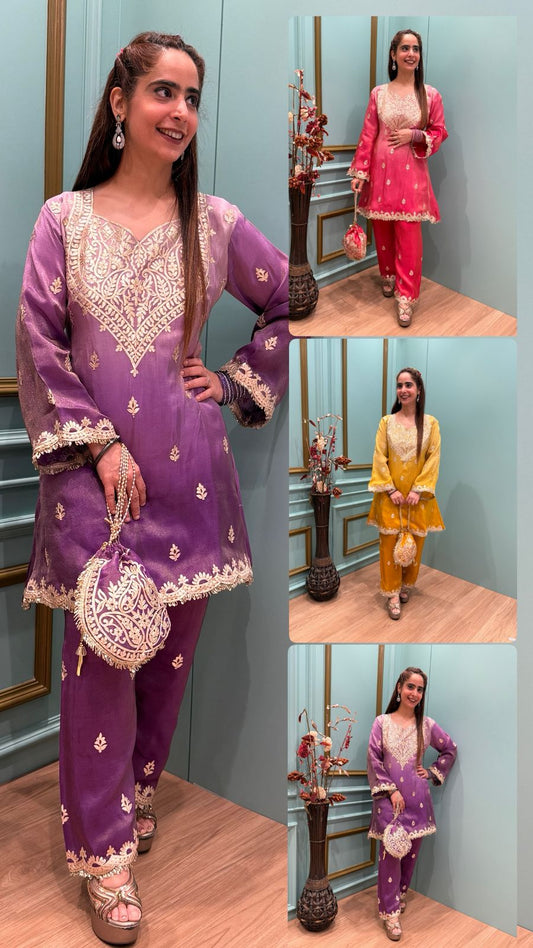 Elevate your festive charm with our luxurious tissue shimmer fabric cord set