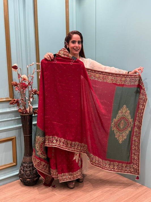 Elevate your festive wardrobe with our luxurious unstitched suit