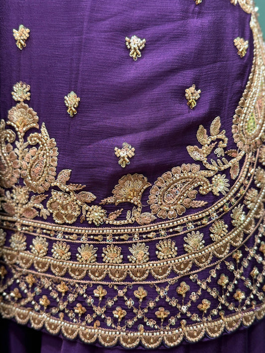 Step into timeless elegance with our luxurious heavy embroidered sharara set