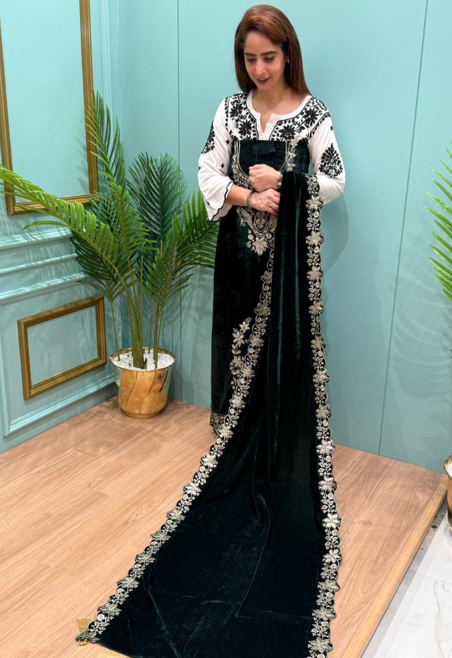 Presenting our luxurious unstitched velvet suit