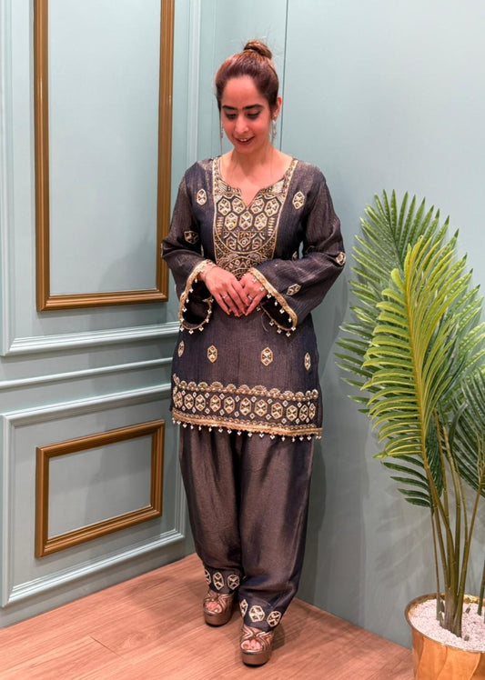 Elegant Cord Set with Salwar Style Pent Fabric