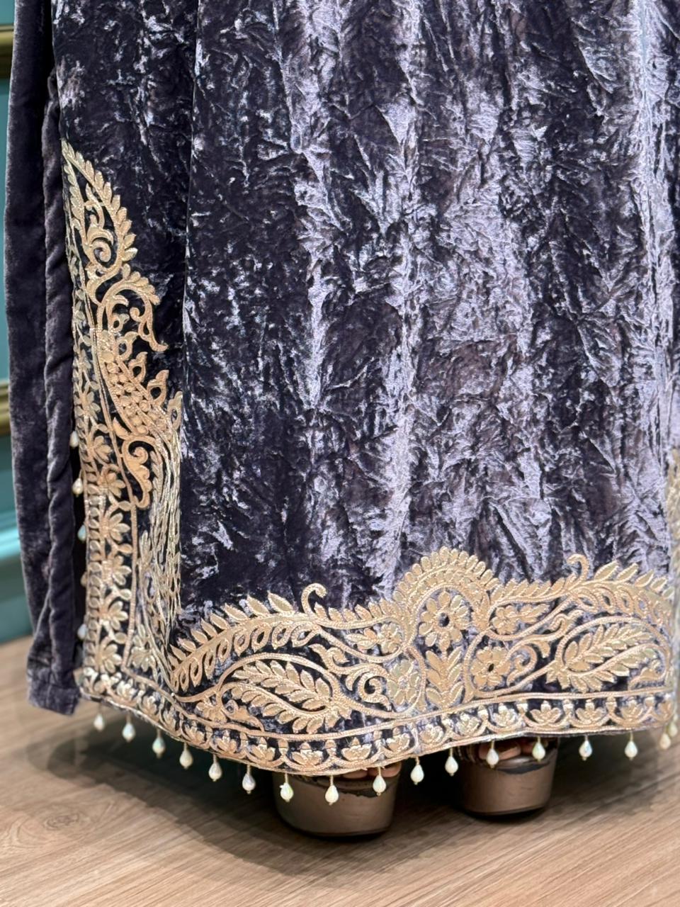Exquisite pheran collection is crafted in luxurious febrile velvet
