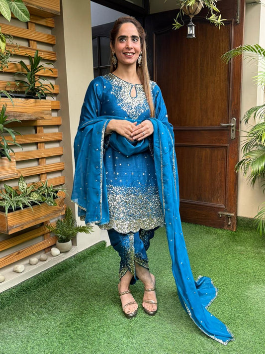 Step into festive elegance with this stunning short Anarkali