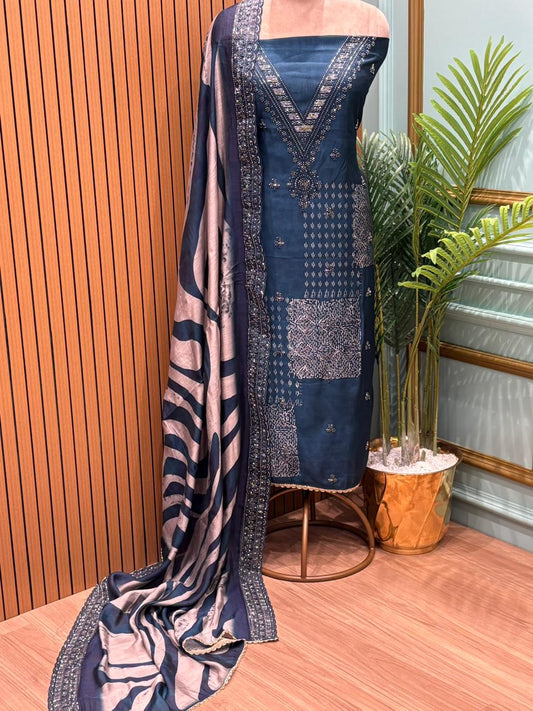 Muslin cotton fabric suit is designed for comfort-led elegance