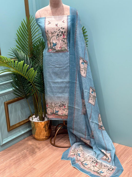 Graceful unstitched suit is crafted in soft and breathable linen cotton