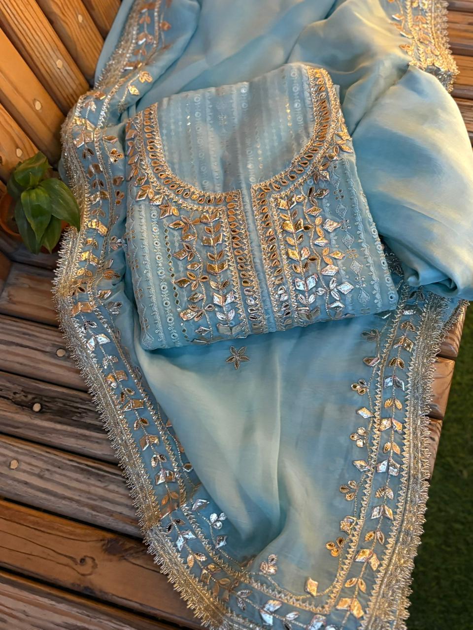 Elevate your ethnic wardrobe with this graceful unstitched suit