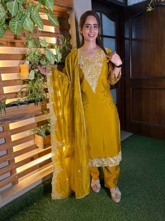 Elegance with this beautifully designed muslin cotton kurti set