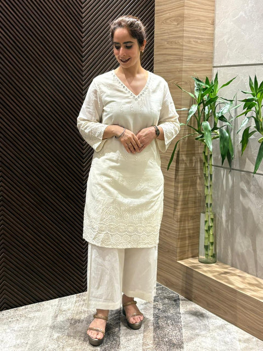 Cotton kurti pant set, designed for everyday grace