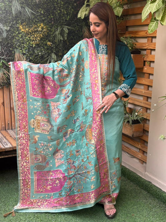 Step into timeless elegance with our unstitched silk suit