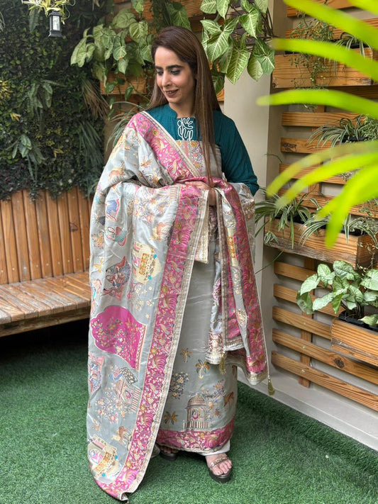 Step into timeless elegance with our unstitched silk suit